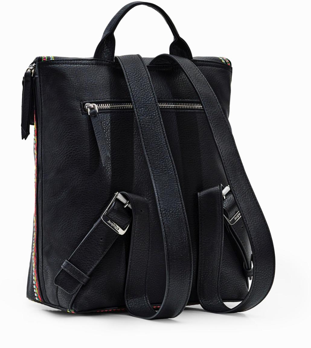 bestickter Damenrucksack Nerano Desigual Raven schwarz Boho