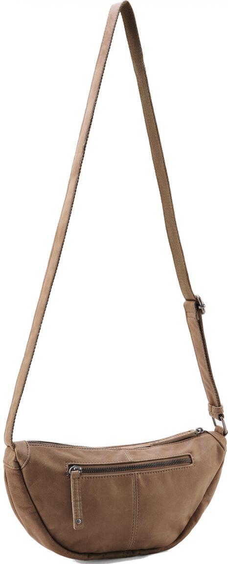 braune Schultertasche Lederstreifen FREDsBRUDER Layer Halfmoon Bag Caramel