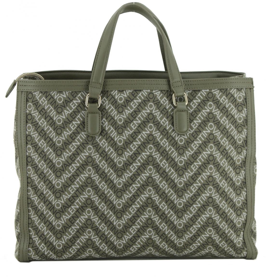 bürotaugliche Handtasche Valentino Blizzard olivgrün Logoprint