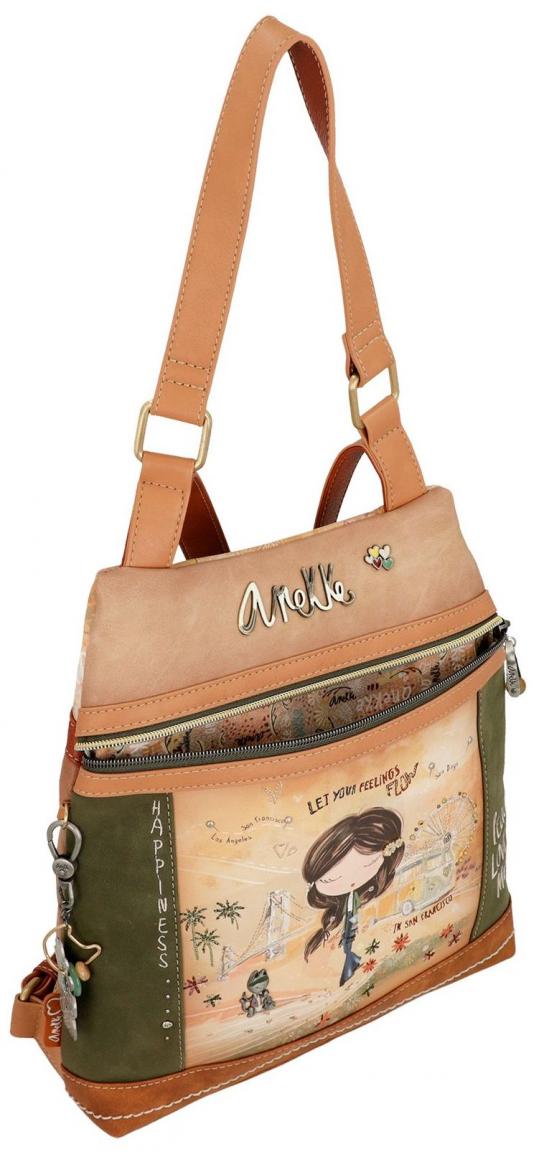 diebstahlsicherer Citybackpack Anekke Peace & Love Hippie Camel