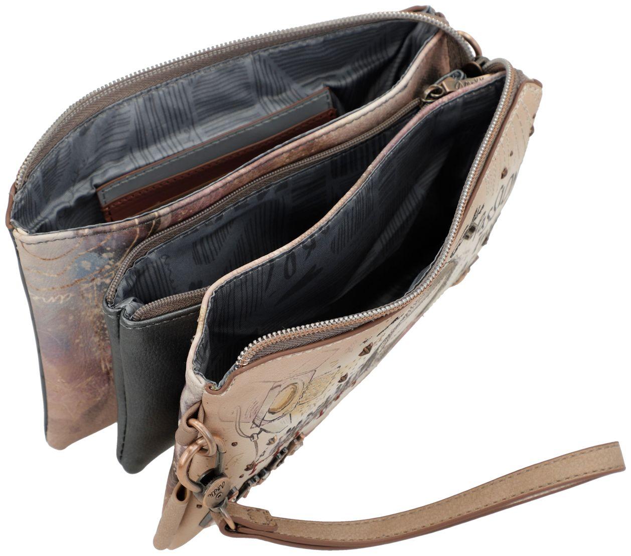 dreigeteilte Abendtasche Glitzer Hollywood Anekke beige