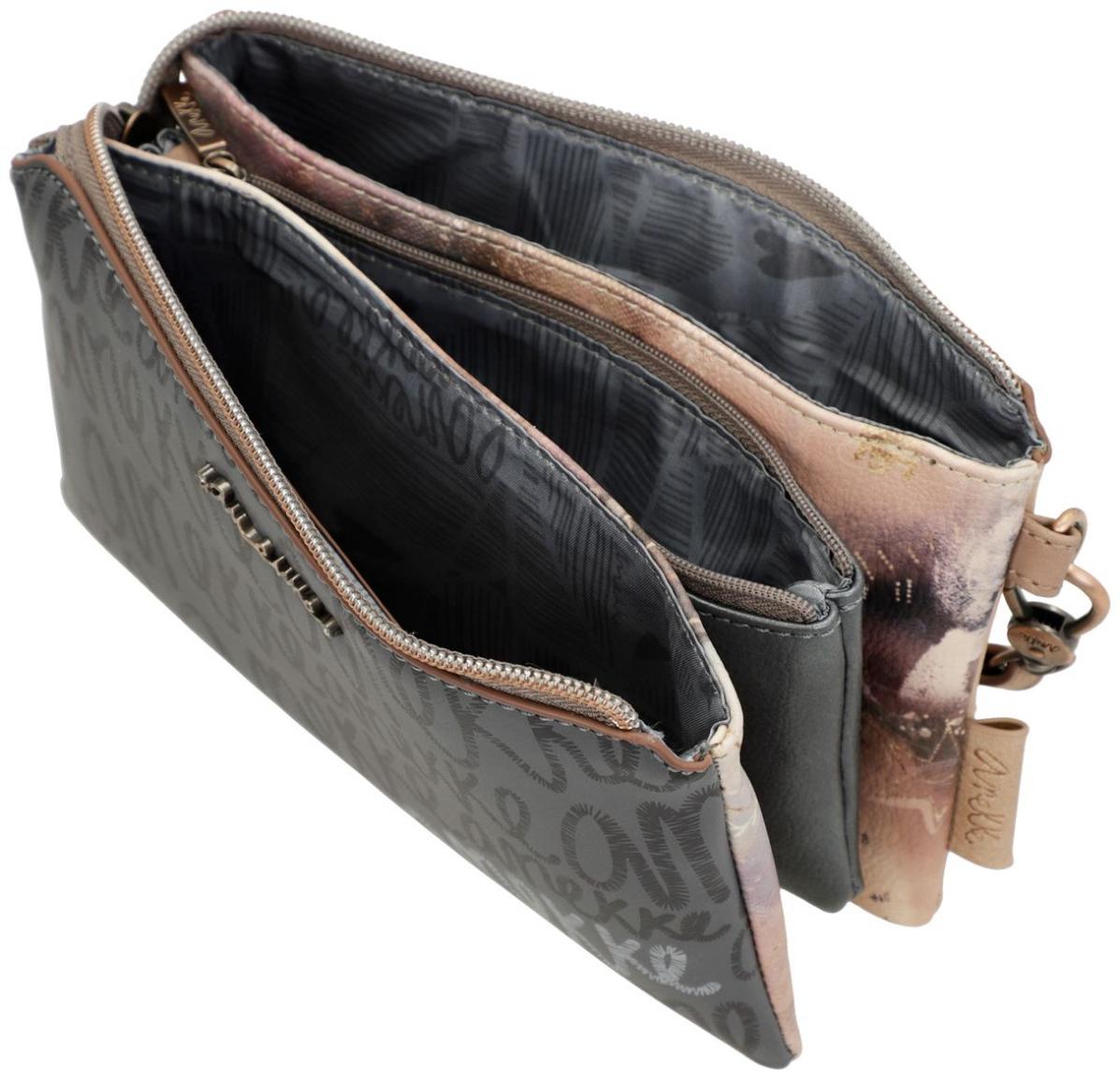 dreigeteilte Abendtasche Glitzer Hollywood Anekke beige