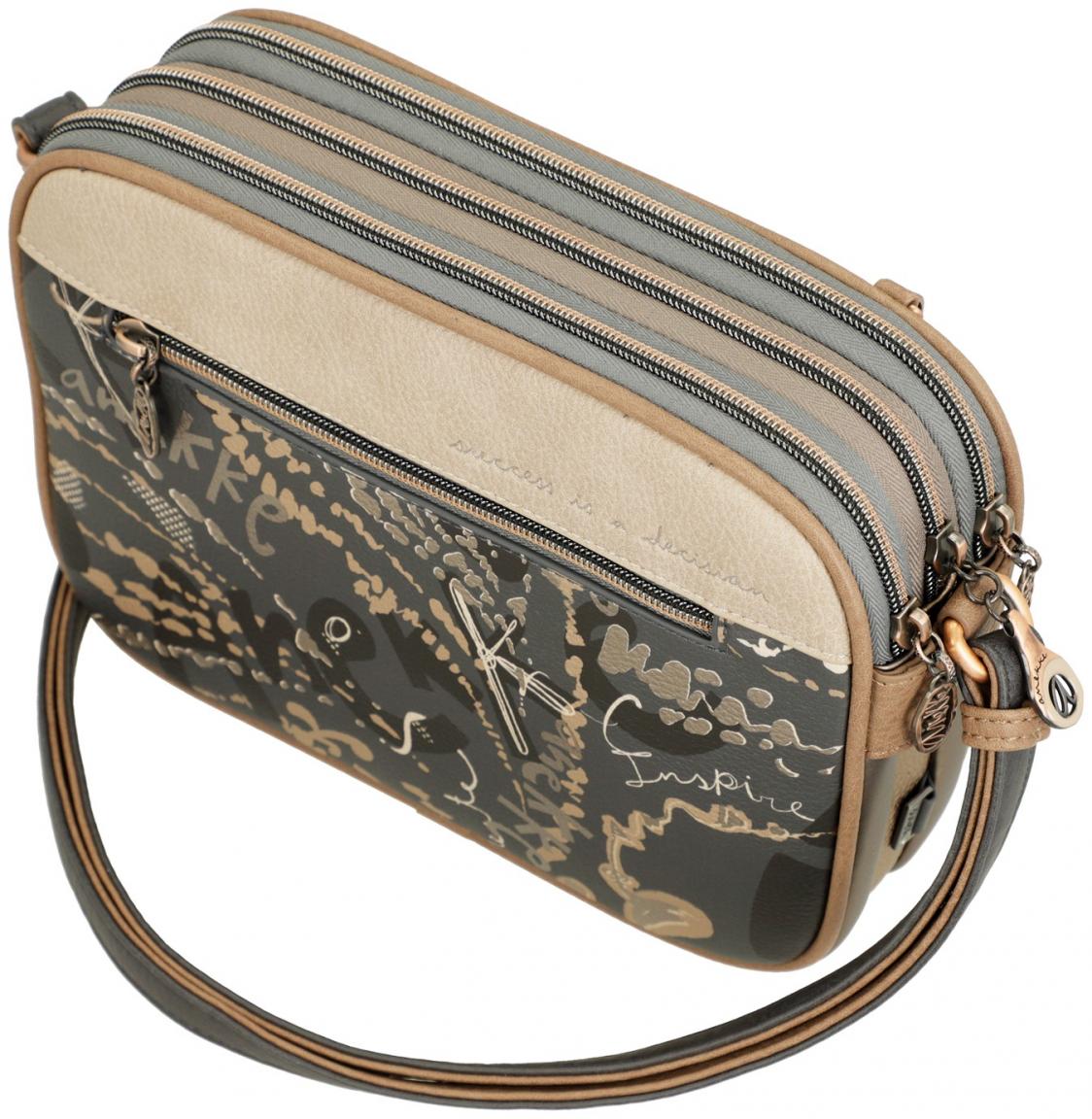 dreigeteilte Crossbody Bag dunkelbunt Anekke Real Intentions