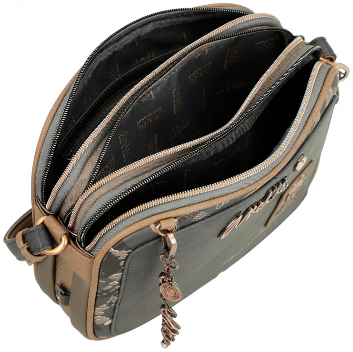 dreigeteilte Crossbody Bag dunkelbunt Anekke Real Intentions