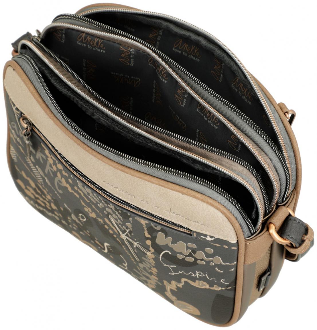 dreigeteilte Crossbody Bag dunkelbunt Anekke Real Intentions