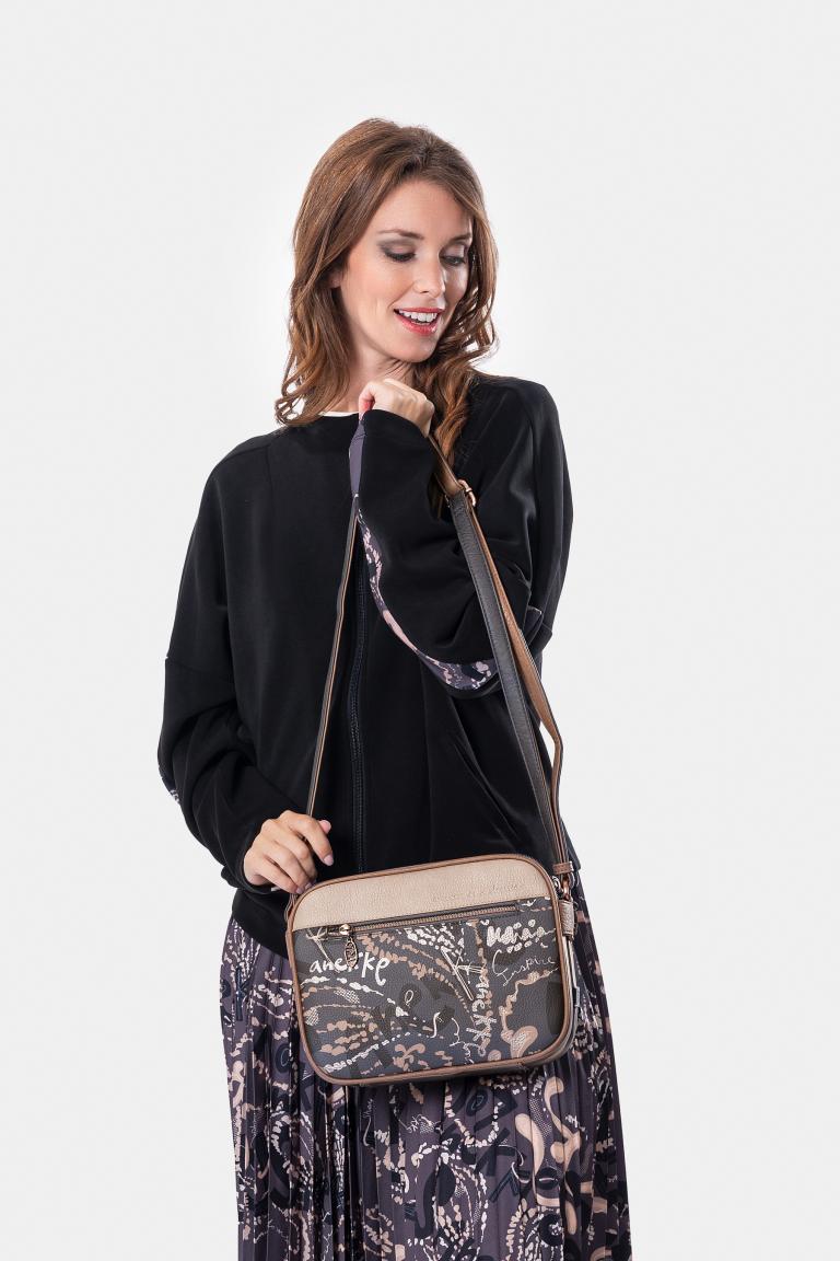 dreigeteilte Crossbody Bag dunkelbunt Anekke Real Intentions