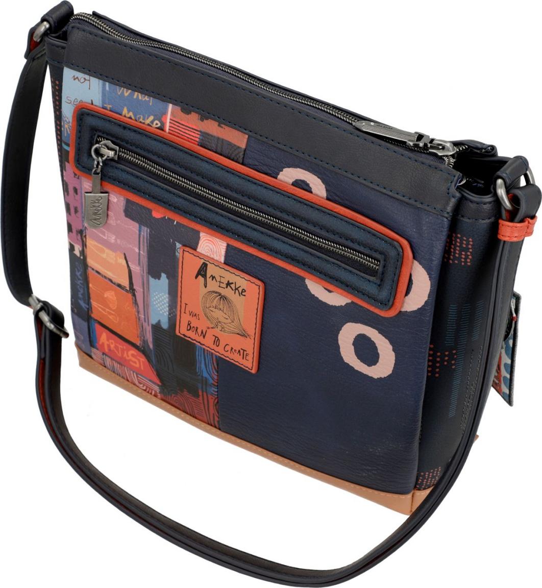 dreigeteilte Shoulderbag Anekke Contemporary zeitgenössische Kunst dunkelbunt