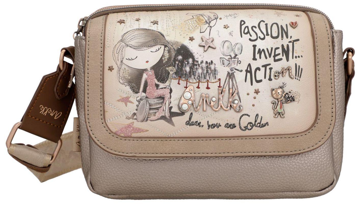 dreigeteilte Überschlagtasche beige gold Anekke Hollywood