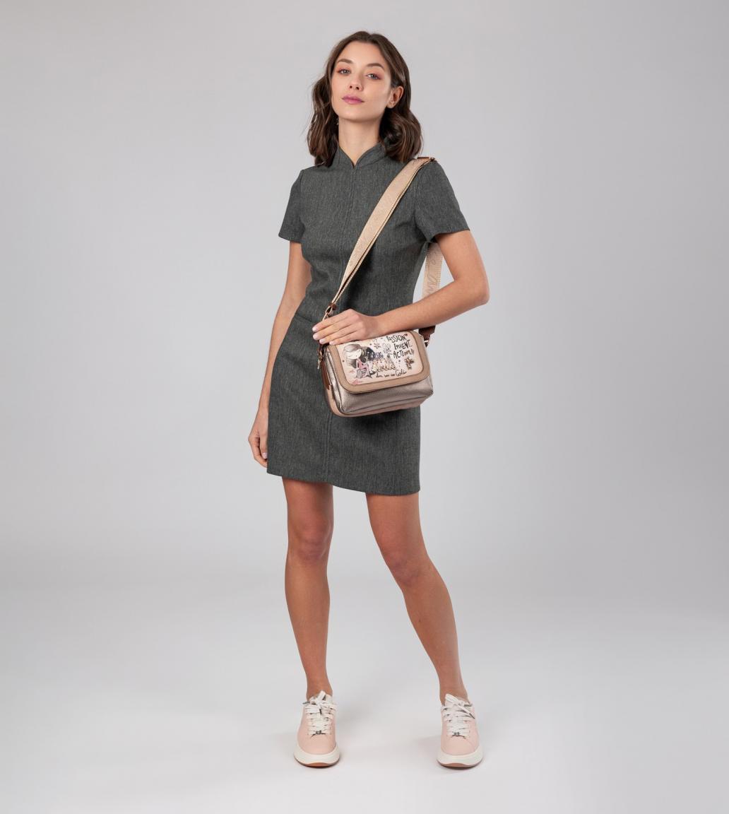 dreigeteilte Überschlagtasche beige gold Anekke Hollywood