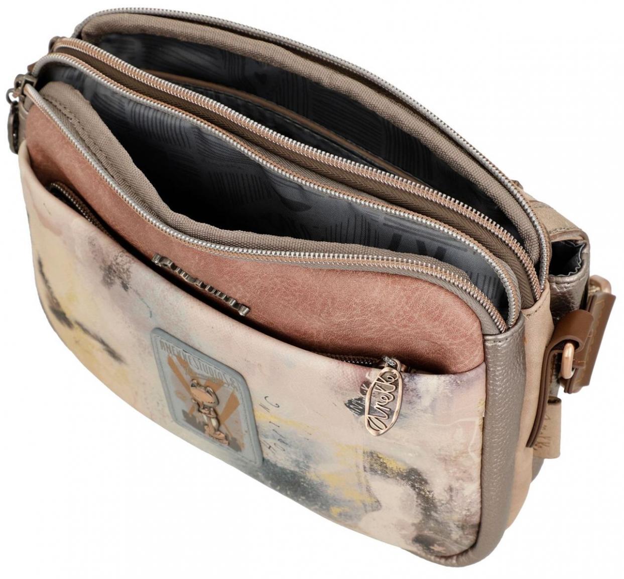 dreigeteilte Überschlagtasche beige gold Anekke Hollywood