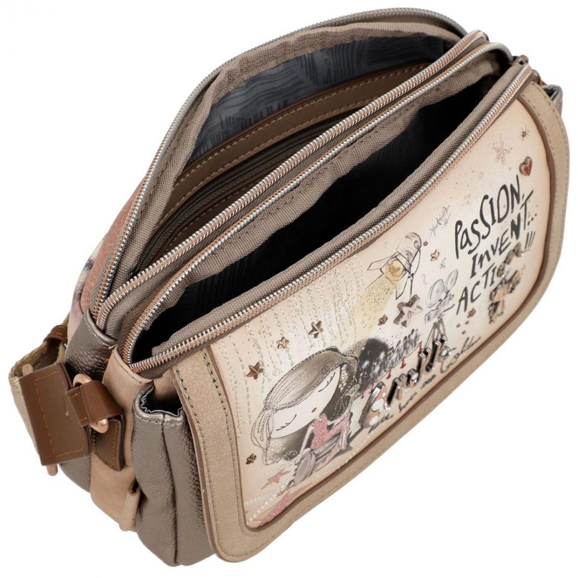 dreigeteilte Überschlagtasche beige gold Anekke Hollywood