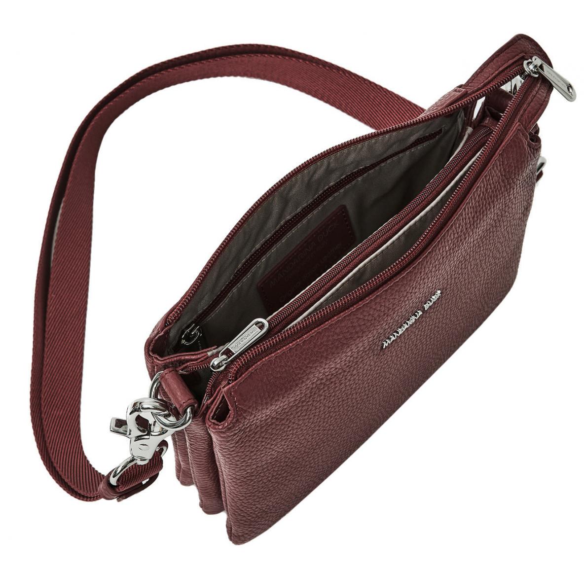 dreigeteilte Umhängetasche Mandarina Duck Mellow Leather Grape bordeaux