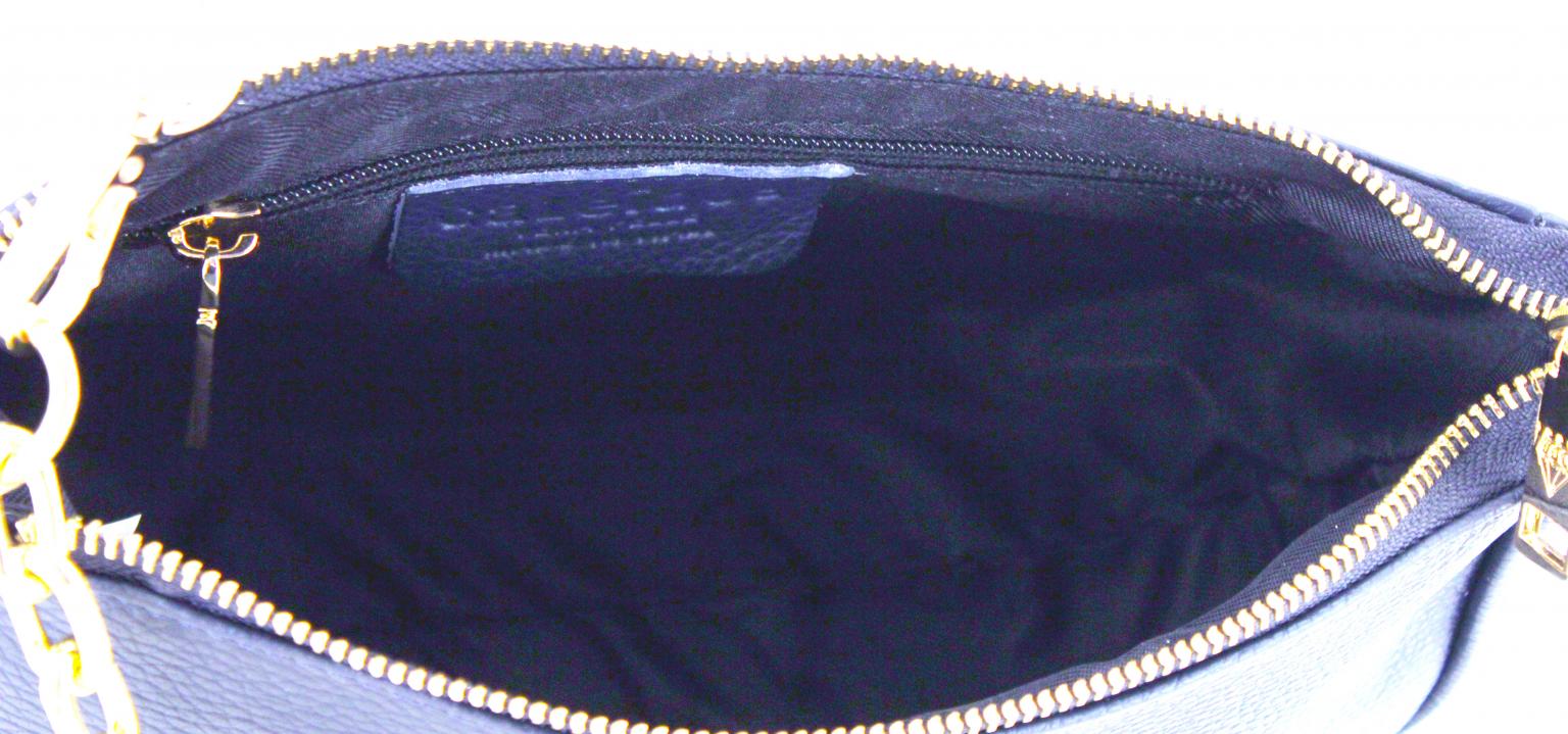 dunkelblaue Caleidos Crossovertasche Chain Leder