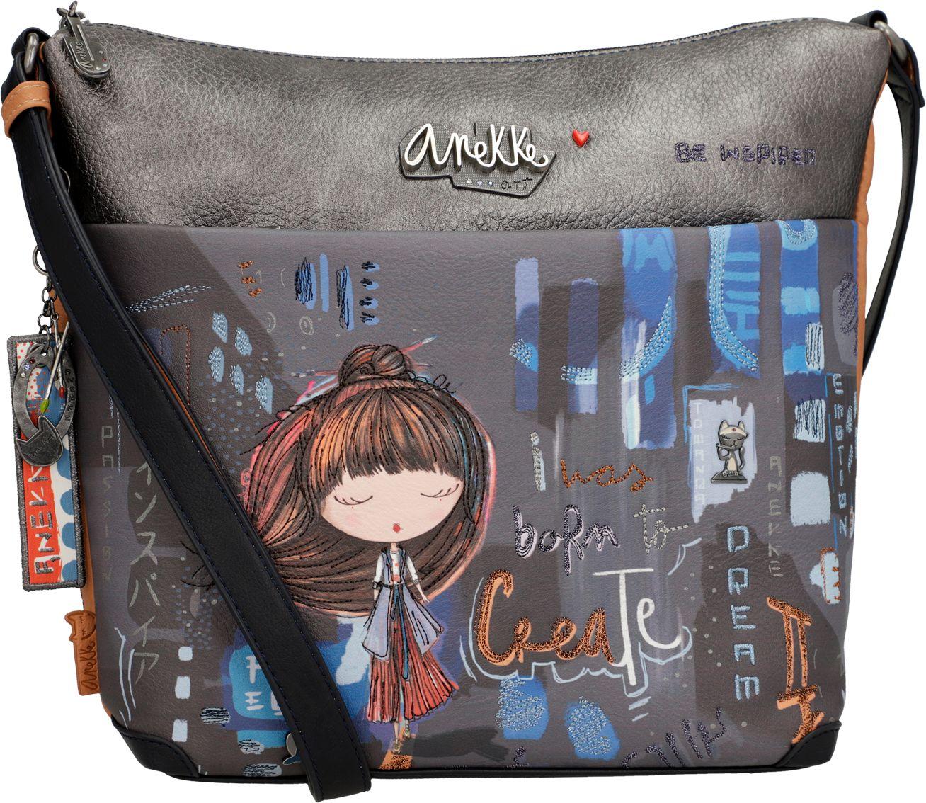 dunkelbunte Crossovertasche Japan Großstadt Anekke Contemporary blau