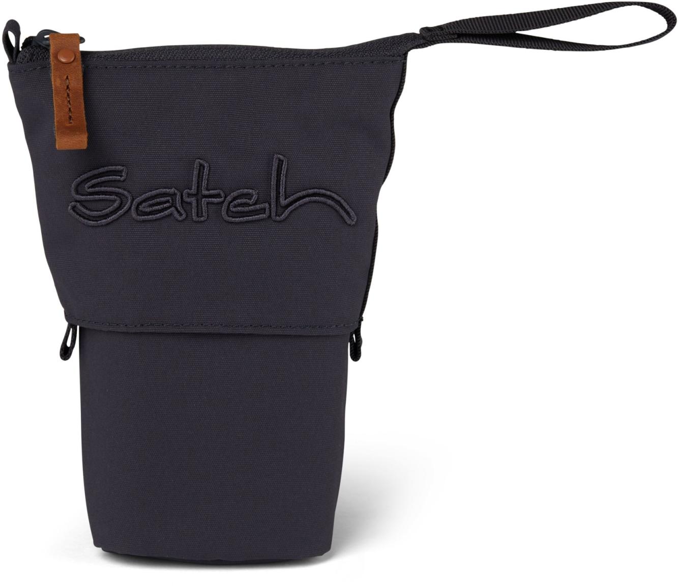 dunkelgraue Federtasche Lederzipper Satch Pencil Slider Nordic Grey