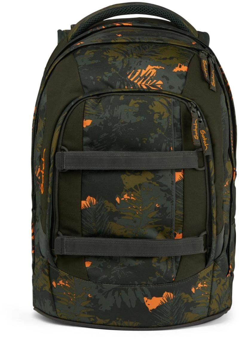 dunkelgrüner Schulrucksack Dschungelprint Jurassic Jungle Satch pack