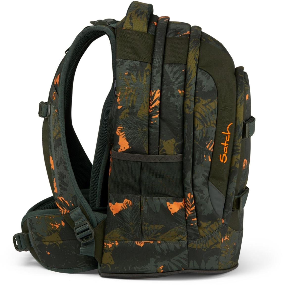 dunkelgrüner Schulrucksack Dschungelprint Jurassic Jungle Satch pack