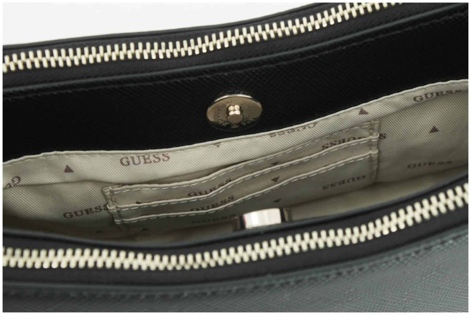 elegante Abendtasche Guess Noelle II Mini Latte Logo 4G-Print braun