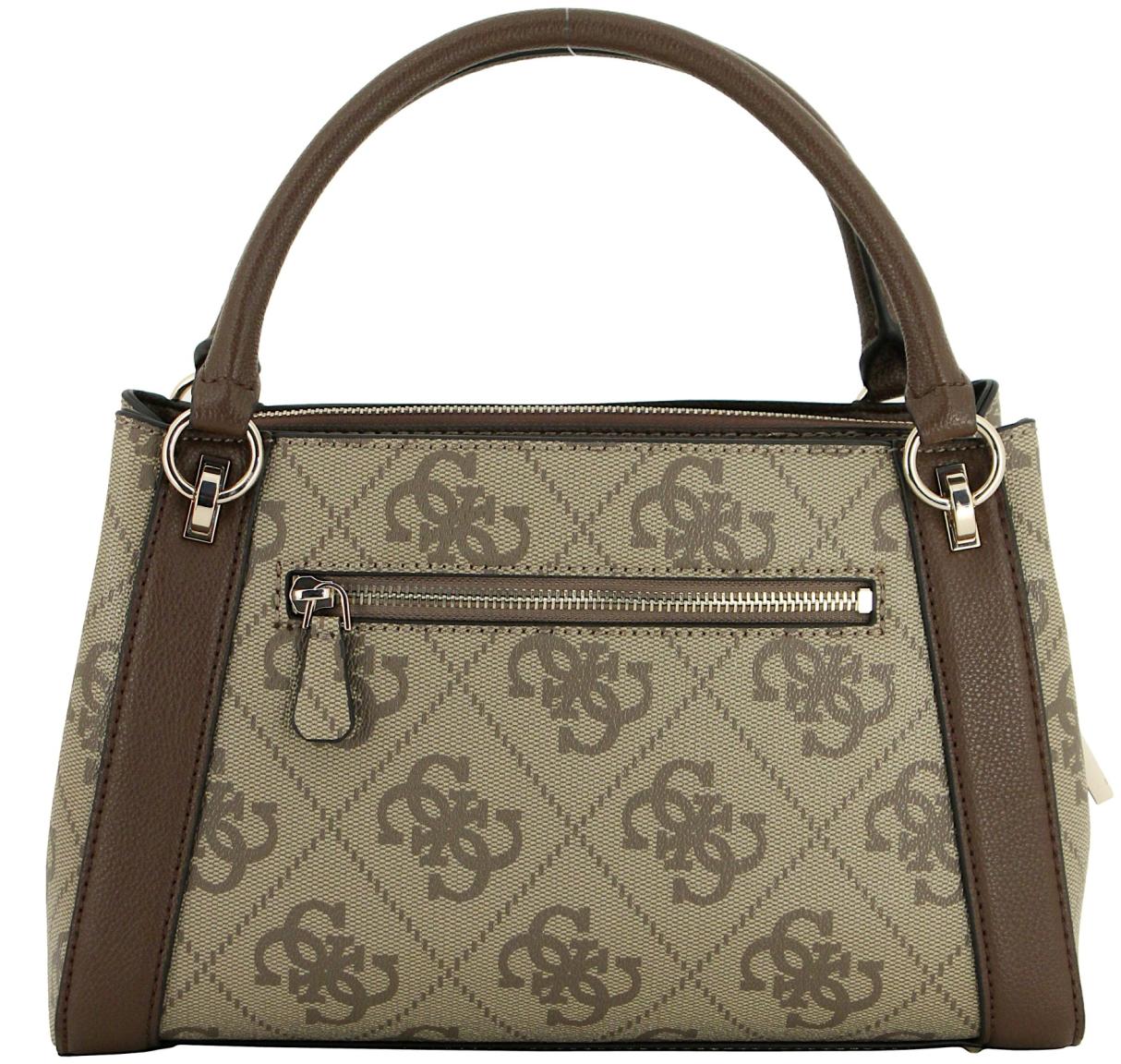 elegante Henkeltasche Guess Karnilla Latte Logo Brown beige braun 4G-Print