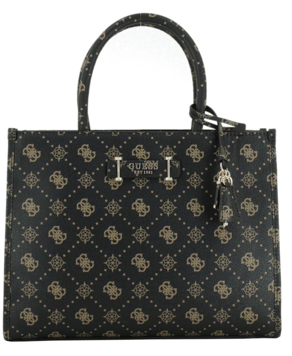 elegante Kurzgrifftasche Satchel Silia Aspresso Logo dunkelbraun