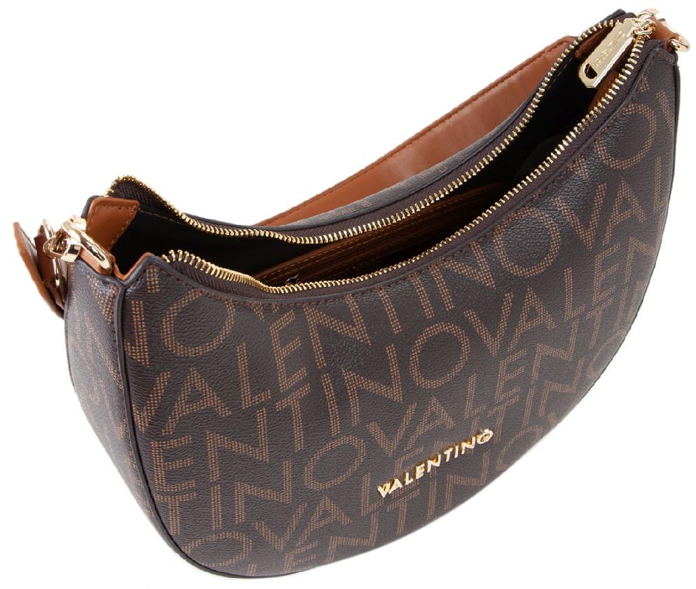 elegante Schultertasche Valentino Logoprint braun Regina RE