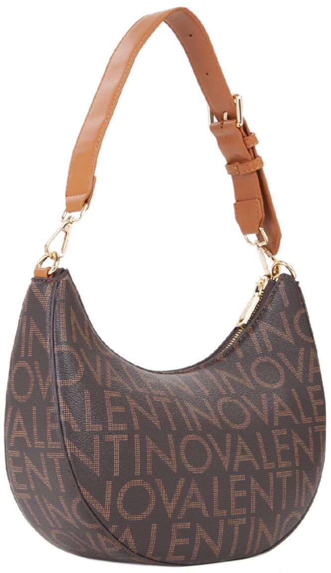 elegante Schultertasche Valentino Logoprint braun Regina RE