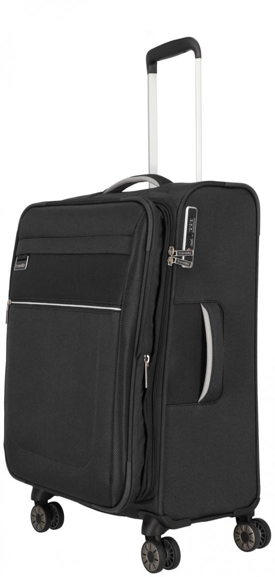 erweiterbarer Rollenkoffer M 67cm Travelite Miigo nachtschwarz Weichgepäck