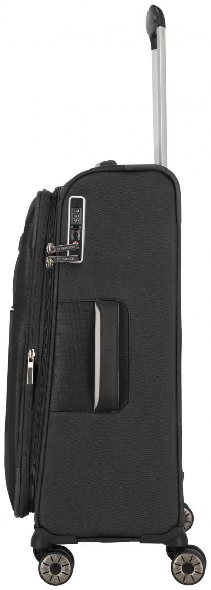 erweiterbarer Rollenkoffer M 67cm Travelite Miigo nachtschwarz Weichgepäck