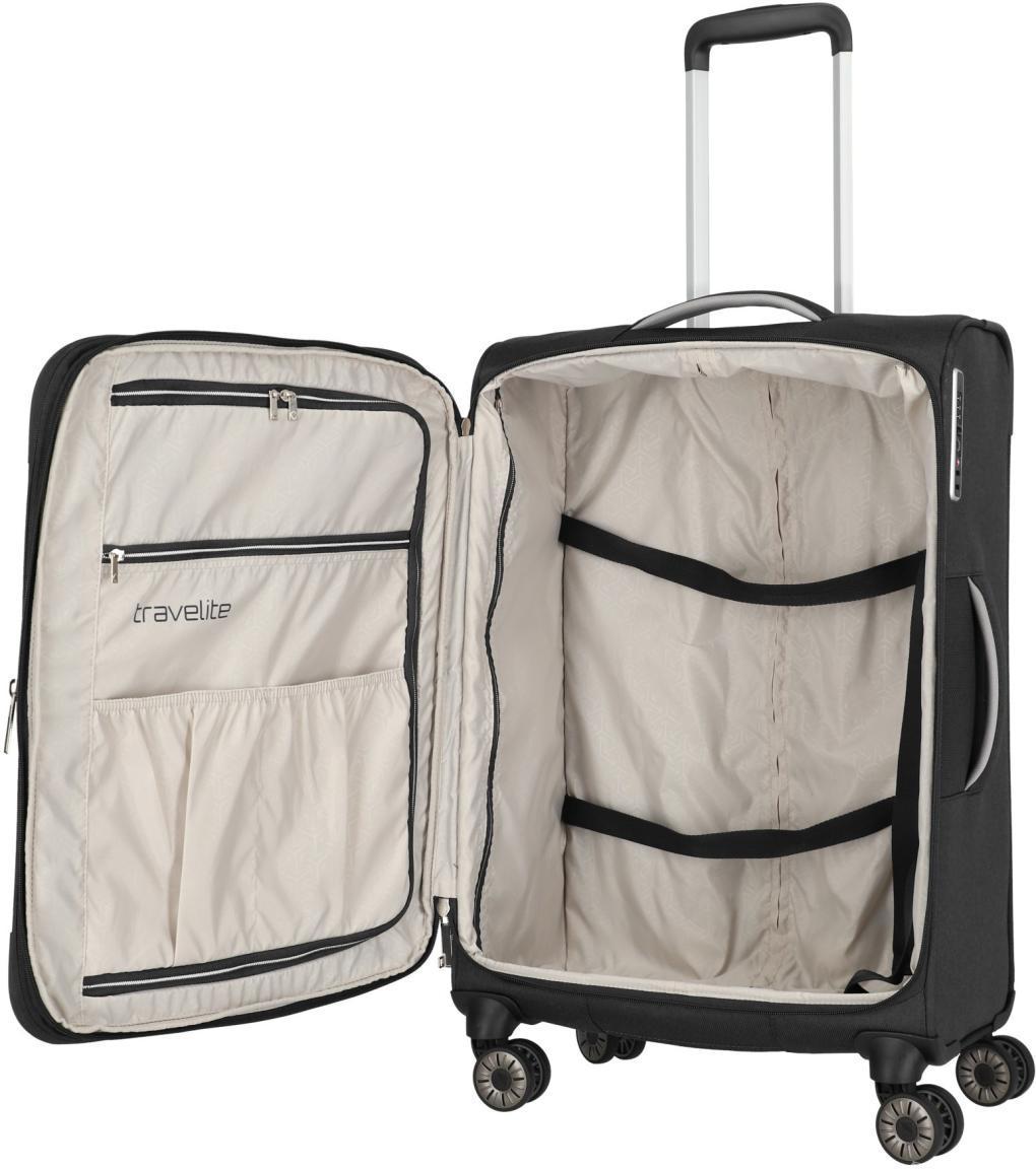 erweiterbarer Rollenkoffer M 67cm Travelite Miigo nachtschwarz Weichgepäck