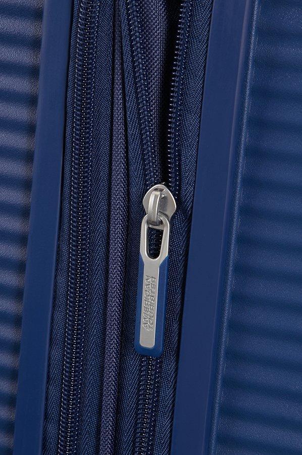 erweiterbarer Rollenkoffer dunkelblau Midnight Navy American Tourister Soundbox Spinner 77cm