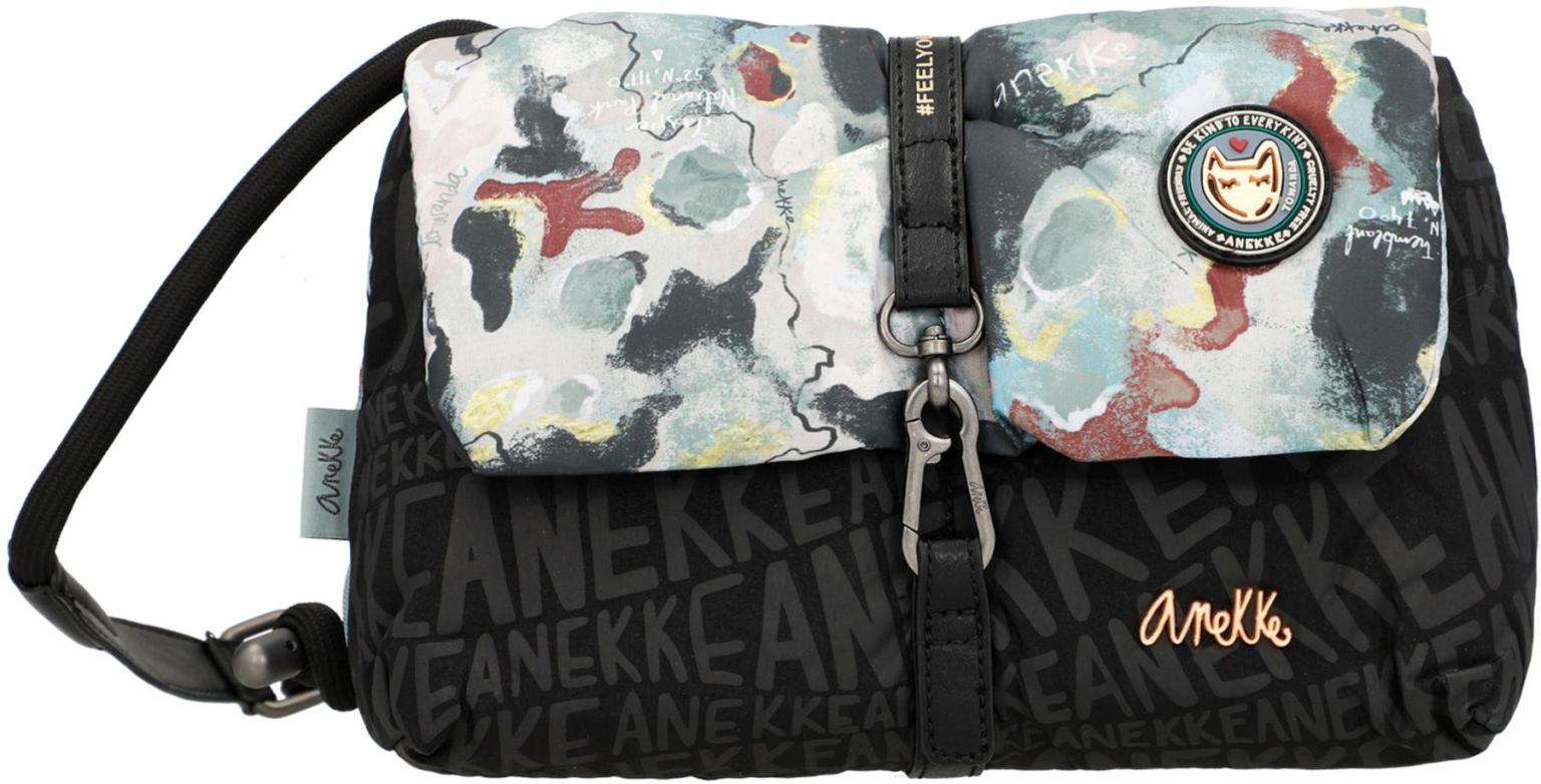 extravagante Überschlagtasche mit Karabiner Anekke Nature Woods schwarz bunt