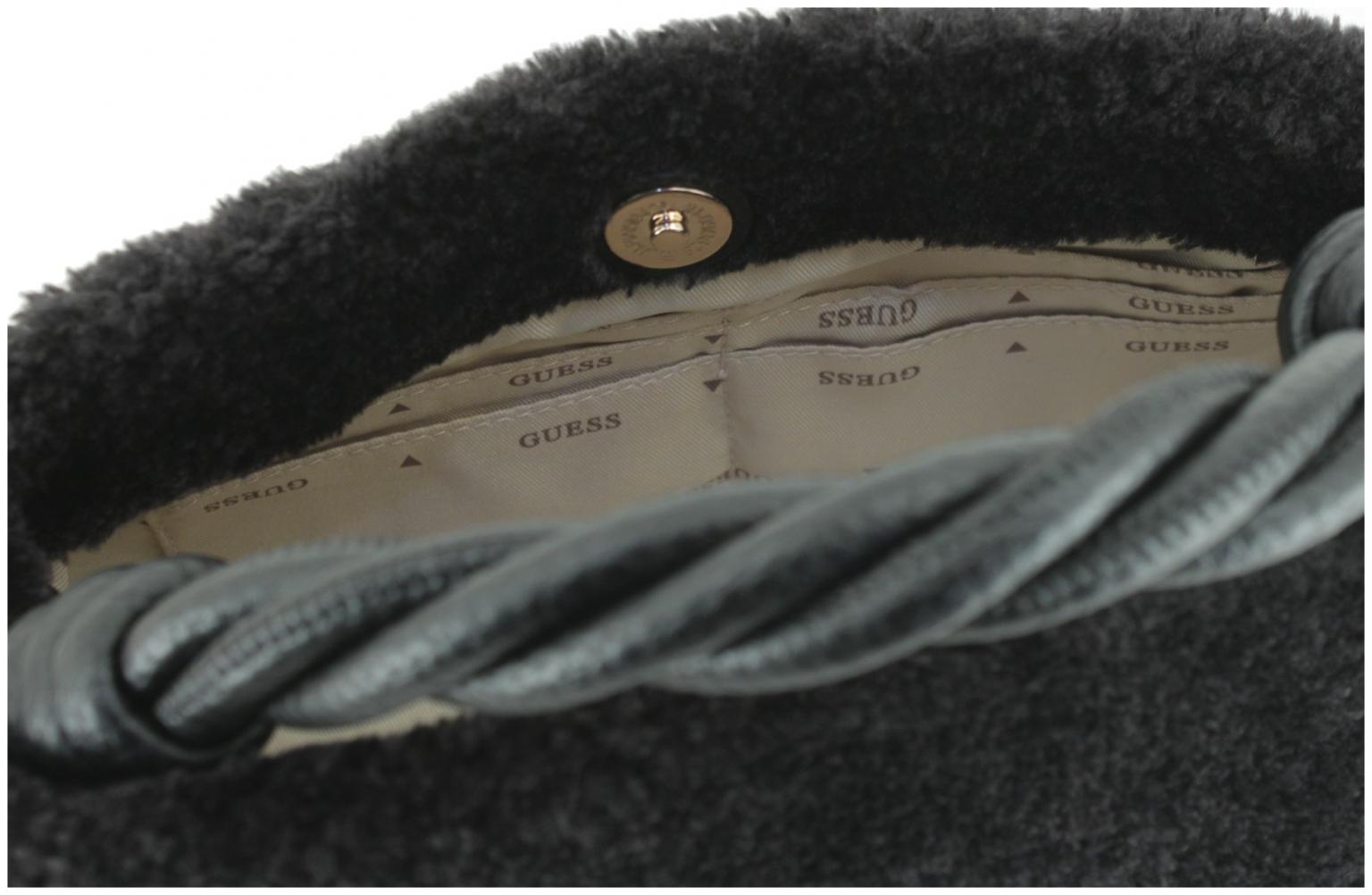 flauschige Felltasche schwarz glänzend Guess Shaida Black