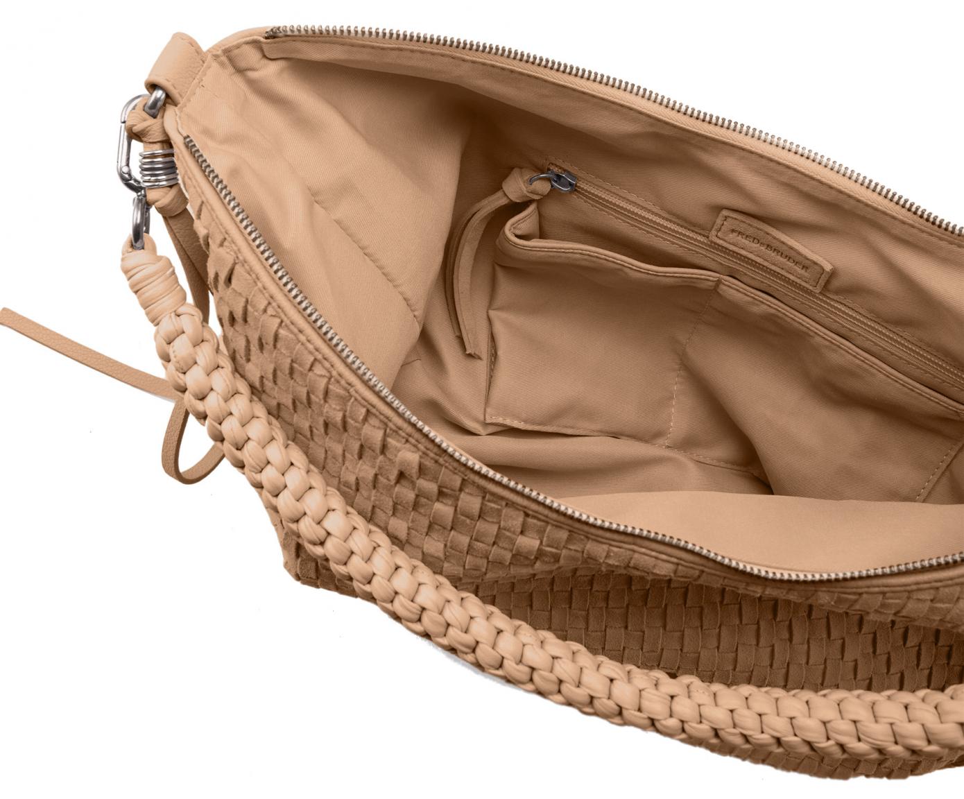 geflochtene Beuteltasche hellbraun FREDsBRUDER Natural Flow Hobo Caramel