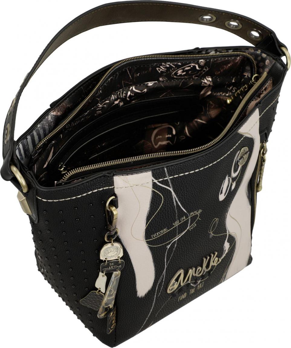 gemusterte Beuteltasche schwarz beige kintsugi Anekke Shoen Nature Shodo