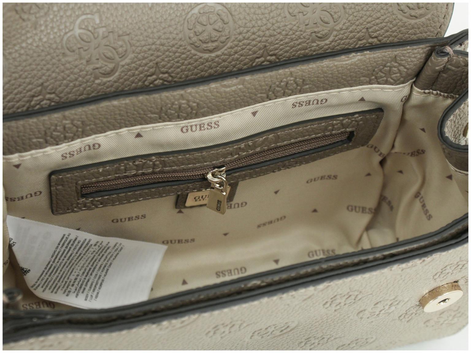 geprägte Überschlagtasche hellbeige Guess Cresidia II Bone Logo