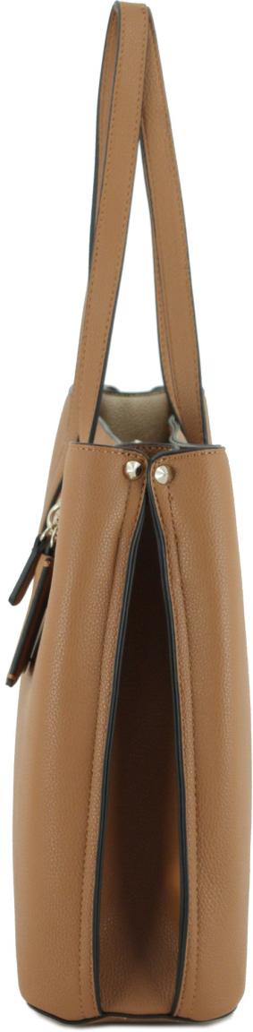 geräumige Damenhandtasche Guess Meridian Cognac braun Anhänger