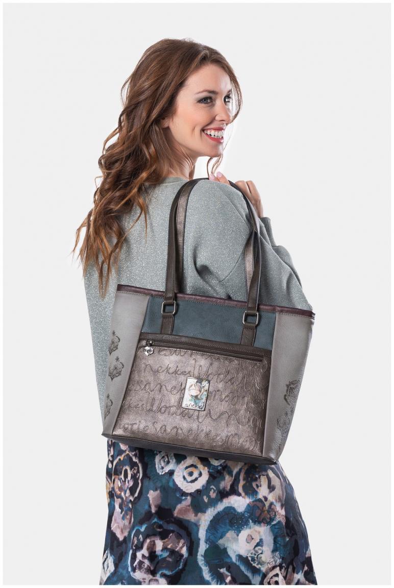 geräumige Shoppertasche Anekke Real Manifesto Nieten Metallic