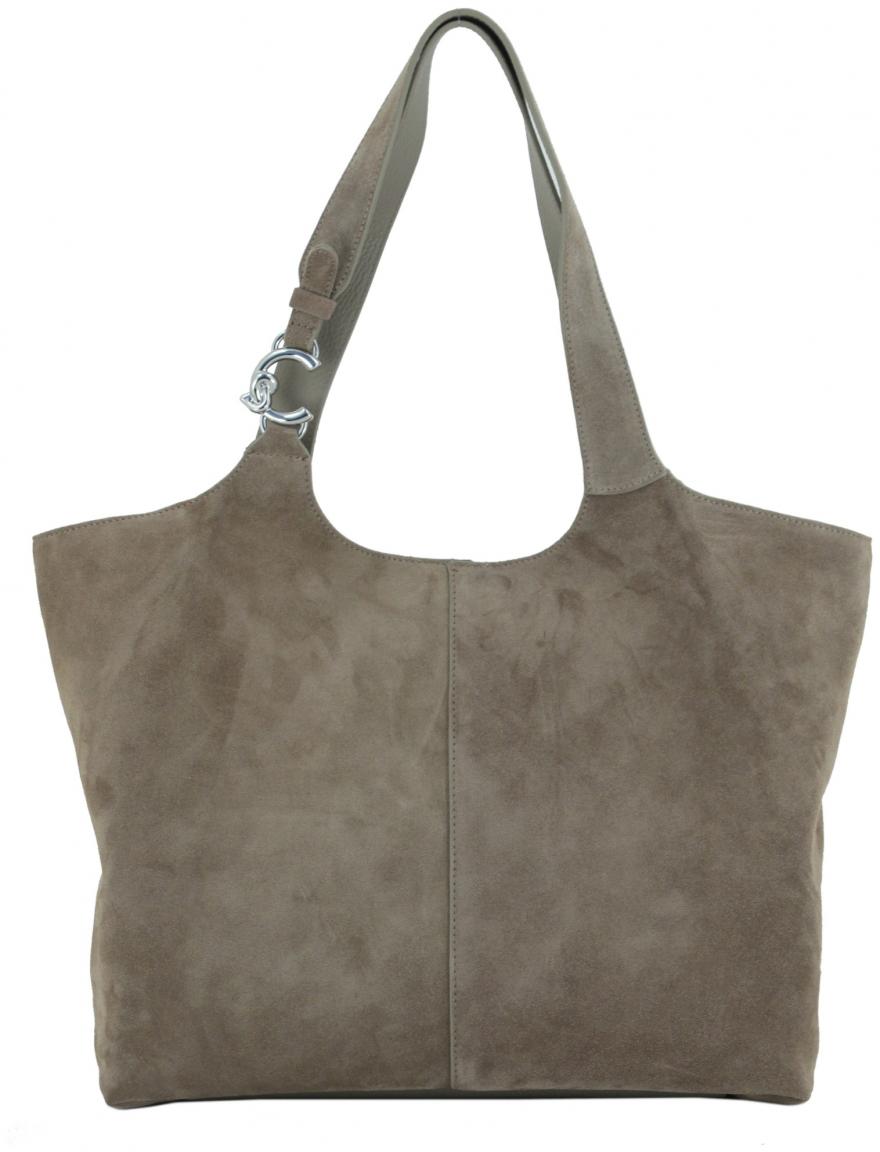 geräumiger Veloursshopper Coccinelle C-Easy Suede Large Warm Taupe