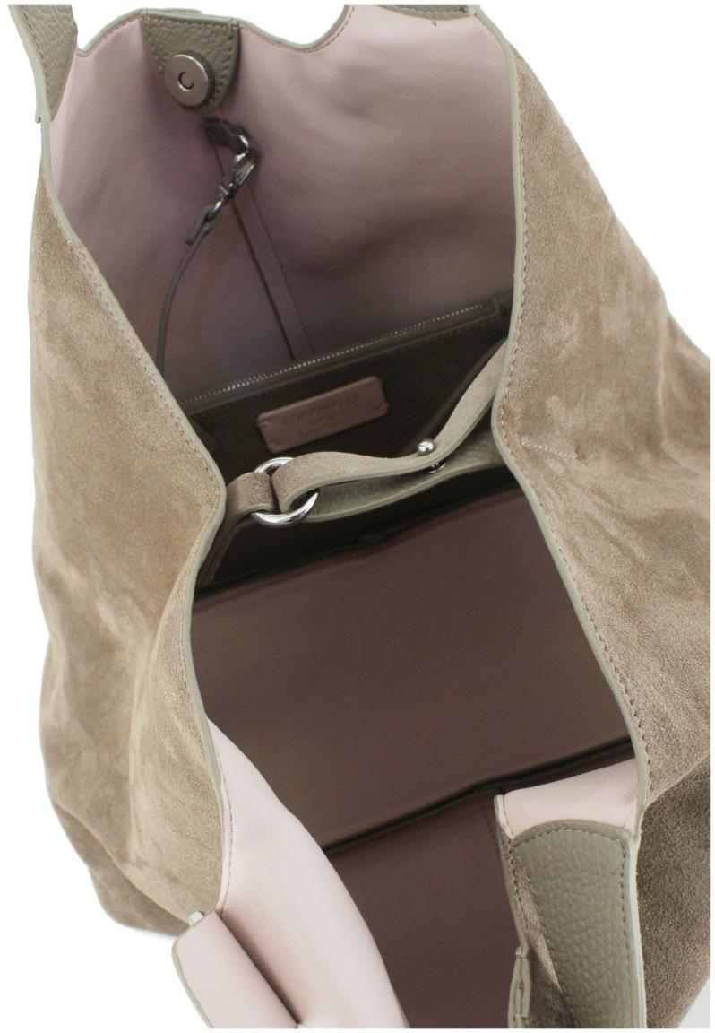 geräumiger Veloursshopper Coccinelle C-Easy Suede Large Warm Taupe