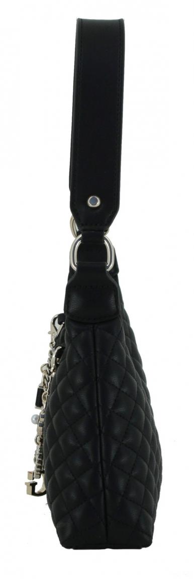 gesteppte Hobotasche Metallkette Glitzer Guess Everlee Top Zip Shoulder Bag schwarz