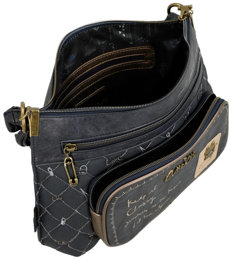 gesteppte Schultertasche Stickerei dunkelblau Anekke Mademoiselle Boutique