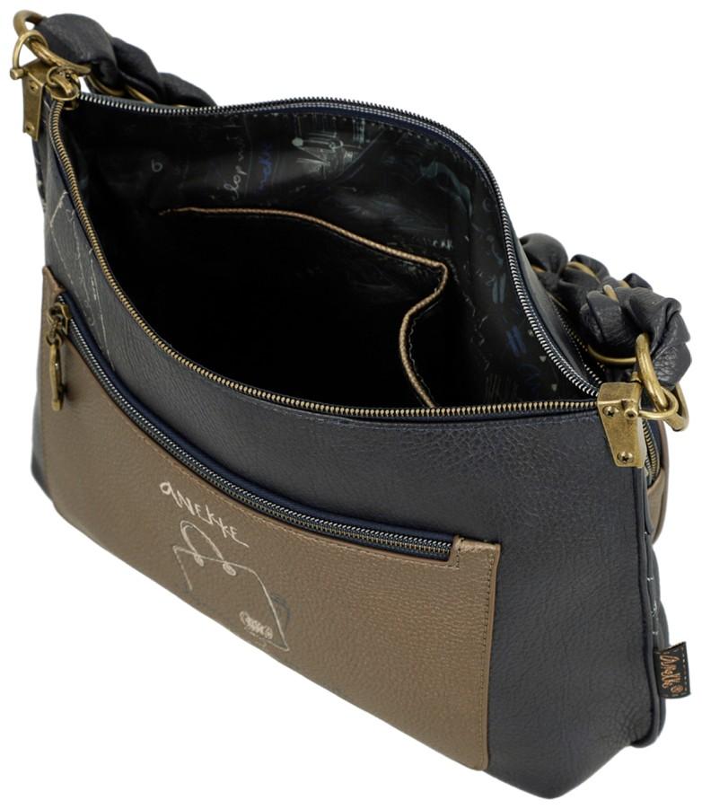 gesteppte Schultertasche Stickerei dunkelblau Anekke Mademoiselle Boutique
