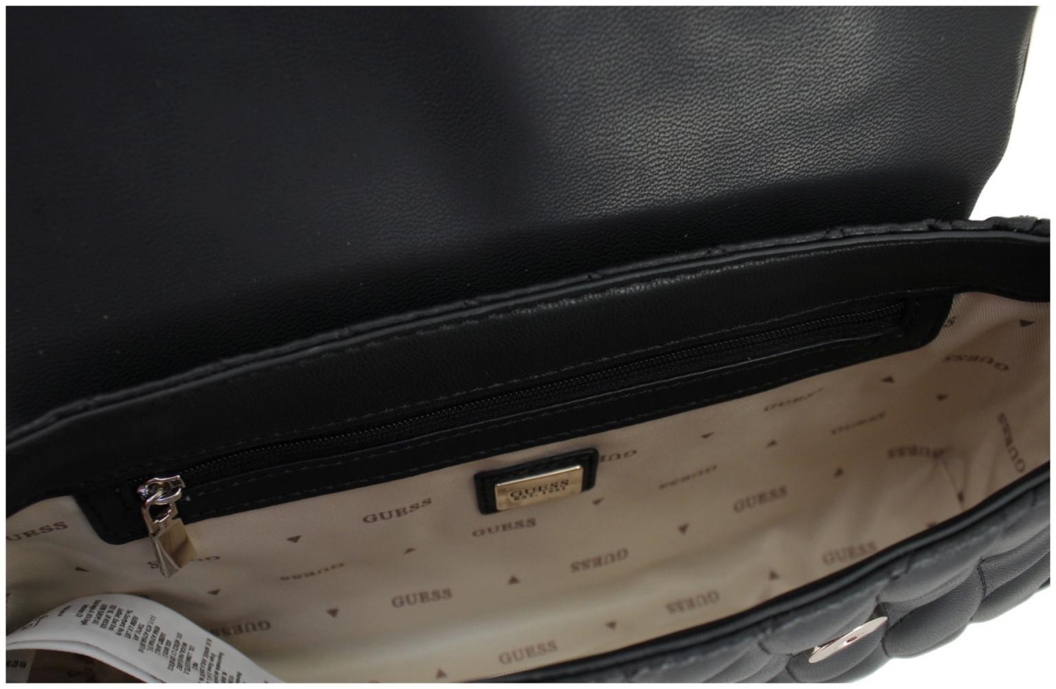 gesteppte Überschlagtasche Guess Valla Schwarz Top Handle Flap