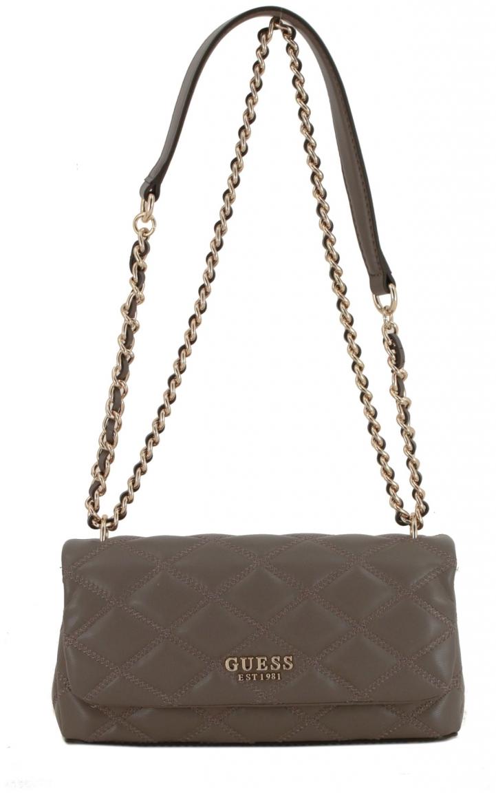 gesteppte Überschlagtasche Taupe Guess Tamsin Metallkette