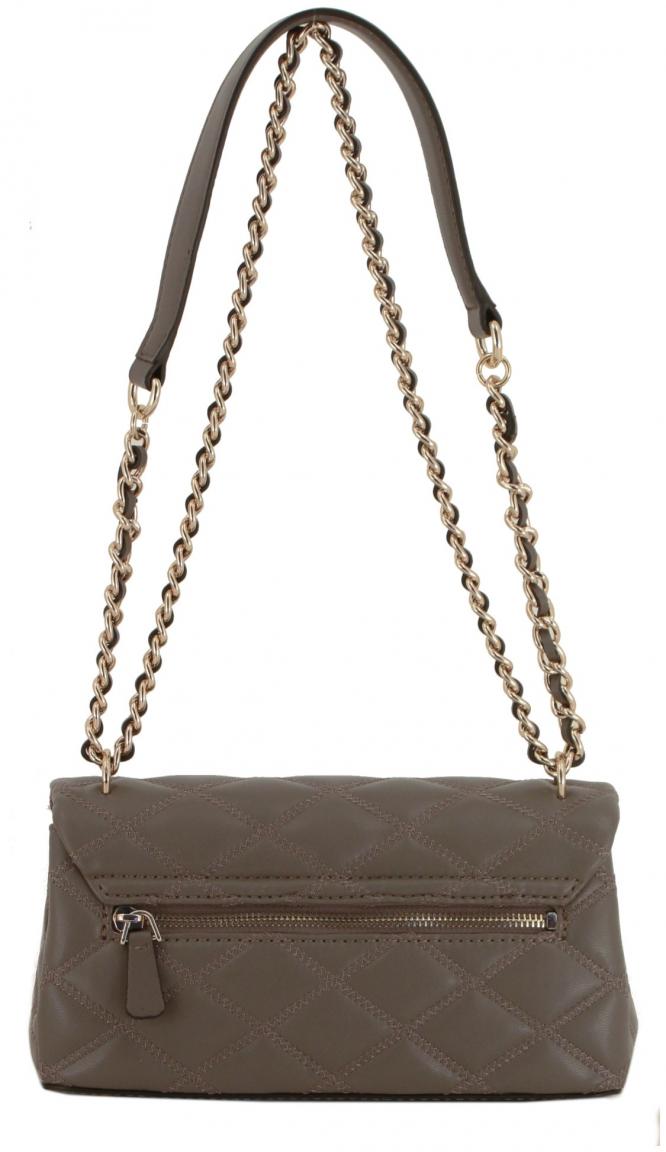 gesteppte Überschlagtasche Taupe Guess Tamsin Metallkette