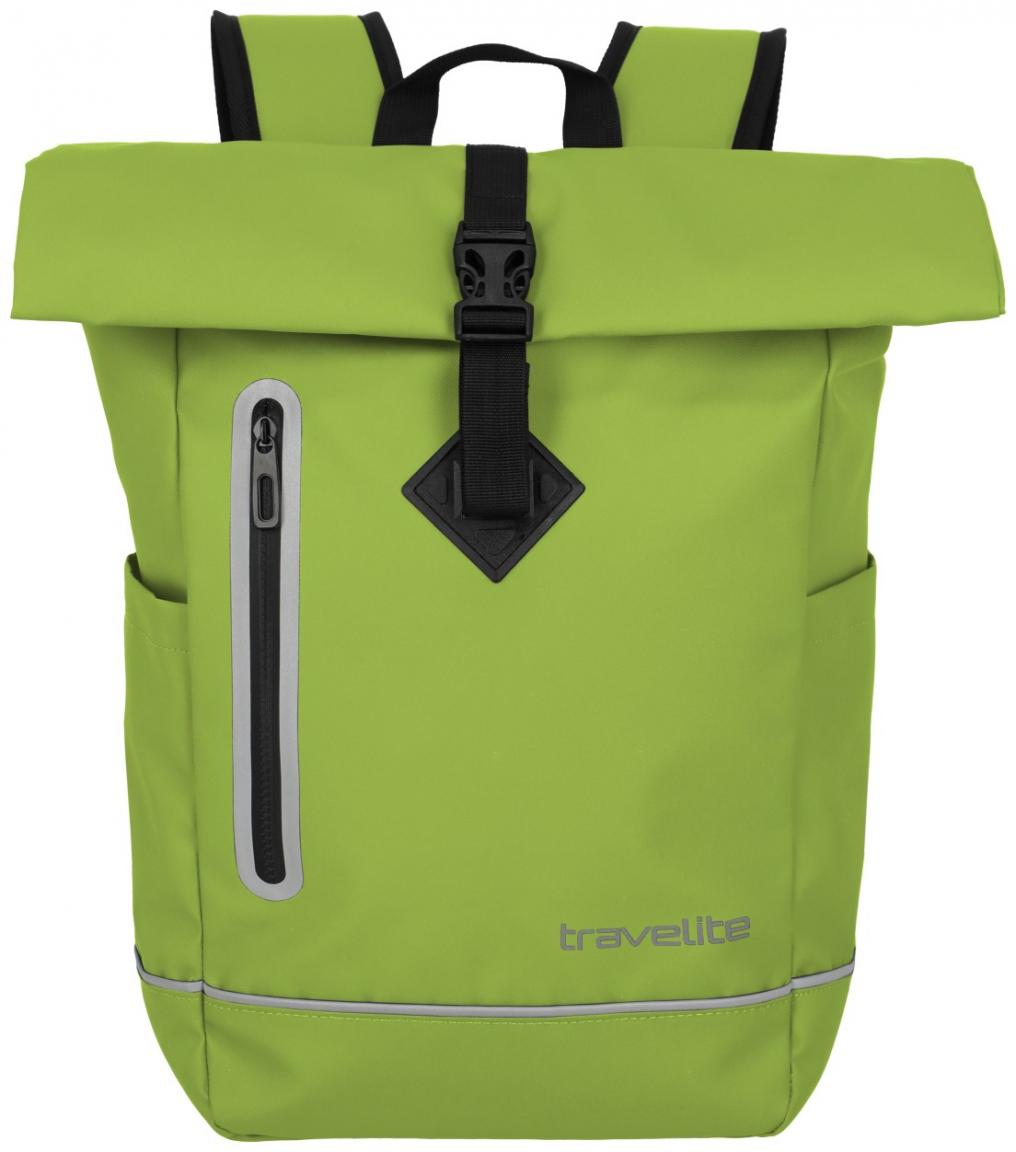 giftgrüner Freizeitrucksack Travelite Basics Roll Up Plane Lime