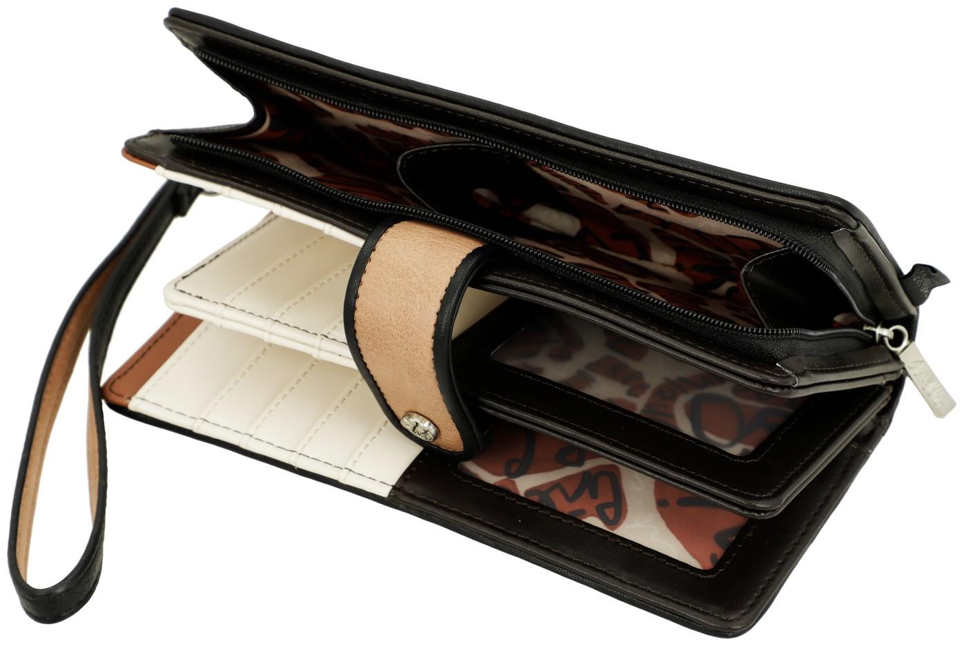 große Brieftasche Damen Anekke Alma bunt Glitzer Prägung