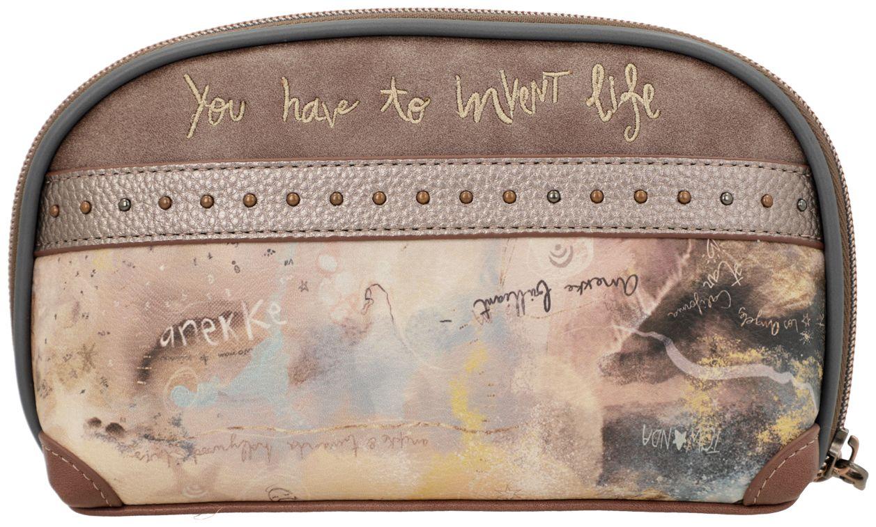 große Brieftasche Hollywood Glitzer Strass Anekke beige
