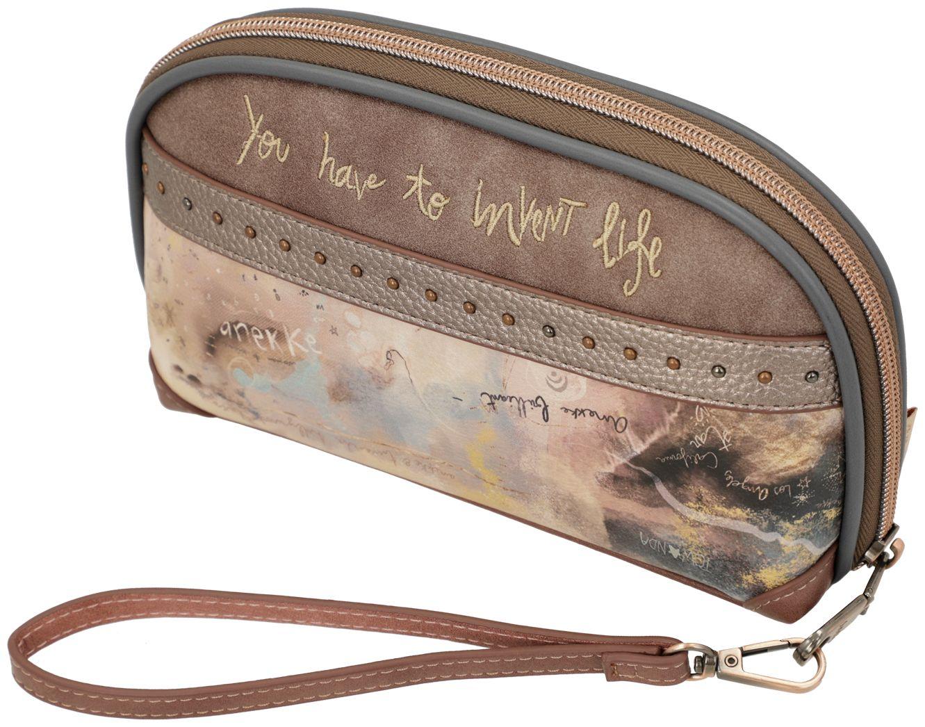 große Brieftasche Hollywood Glitzer Strass Anekke beige