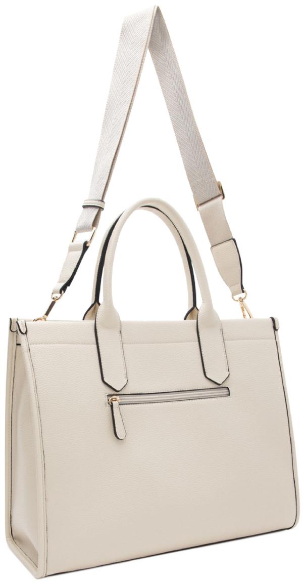 große Handtasche L.Credi zweigeteilt Phemia Kurzgriff creme